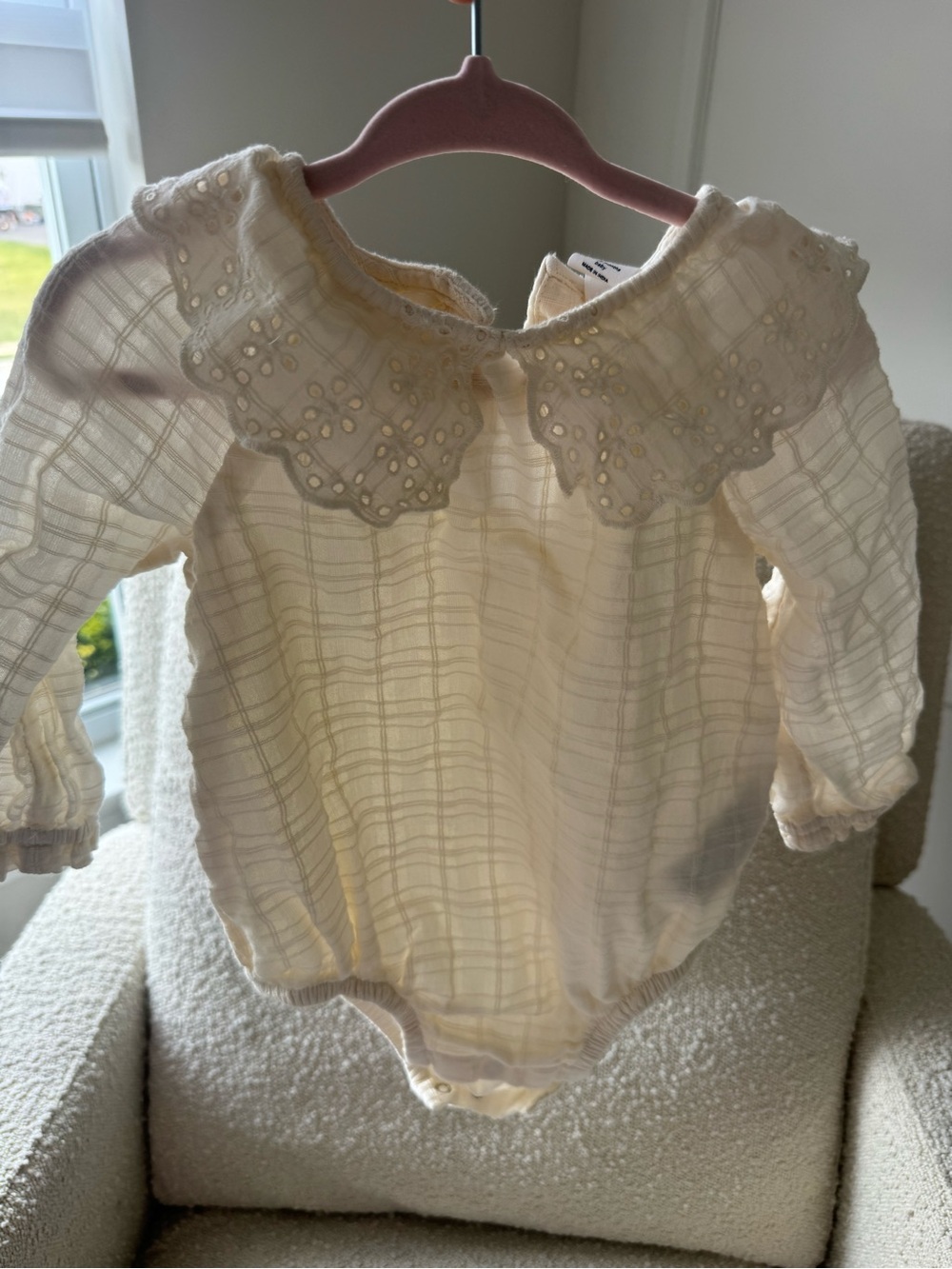 GAP Cream Eyelet-Collar Baby One-Piece